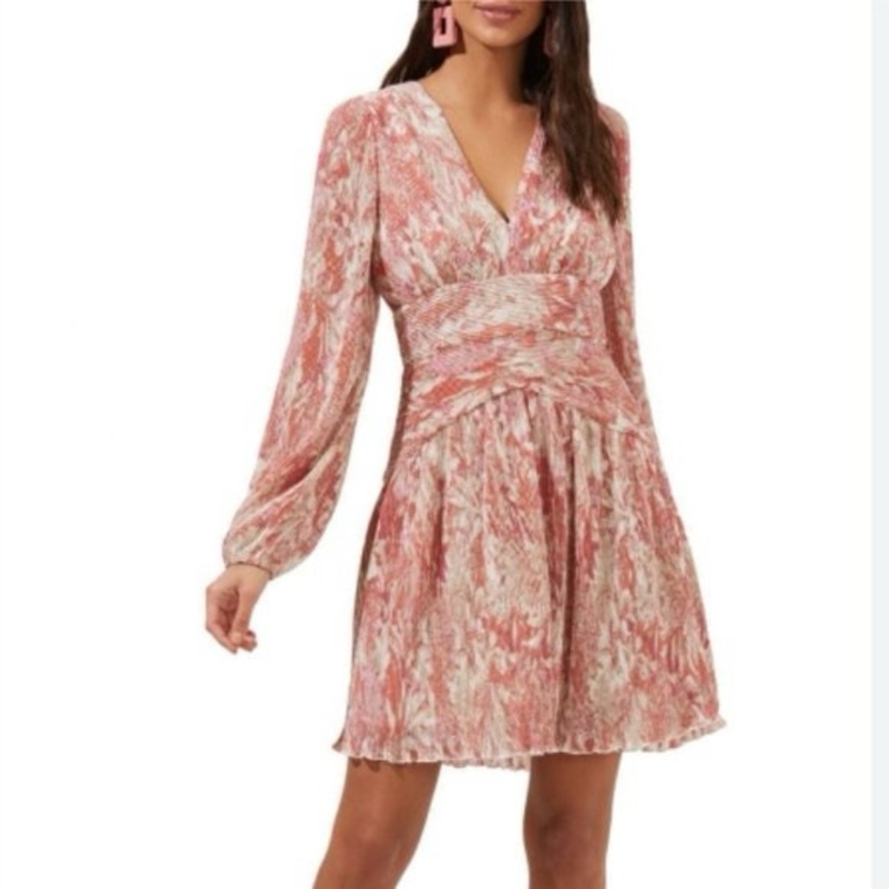 Astr The Label ADR100551 Plisse Pleated Dress Coral Multi Floral - Picture 13 of 13
